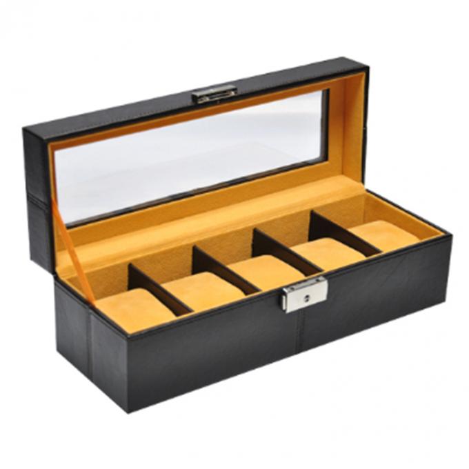 Personalized Stainless Steel Lock Jewellery Packaging Boxes 12 Slots Leather Box